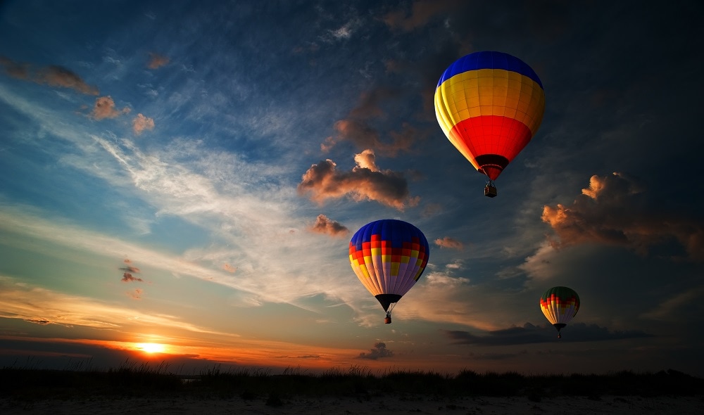 several colorful hot air balloon