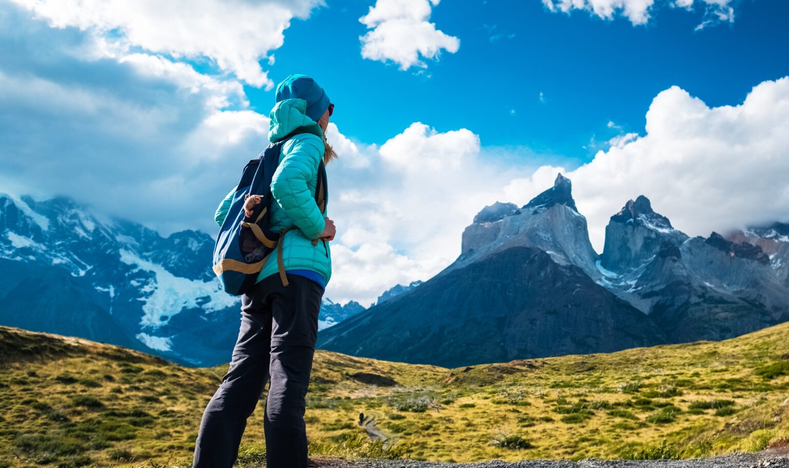 Hiker,On,The,Trail,In,Torres,Del,Paine,National,Park,